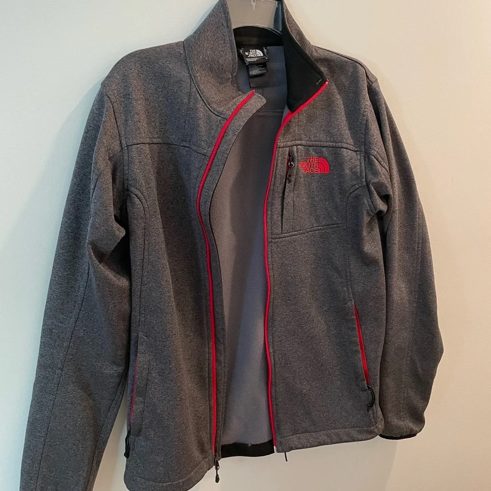 The North Face Men's Charcoal Jacket with Red Trim